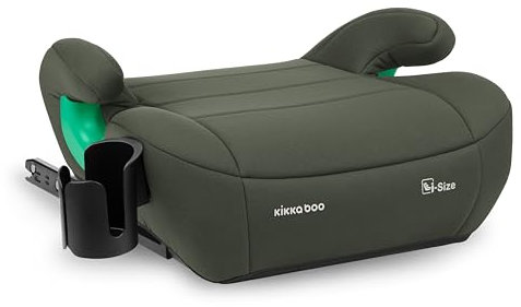 KikkaBoo i-Pop Kindersitzerhöhung Auto Kinder, i-Size, Isofix, 22-36 kg, Gruppe 3, 7-12 Jahre, Autositz Sitzerhöhung, Armeegrün
