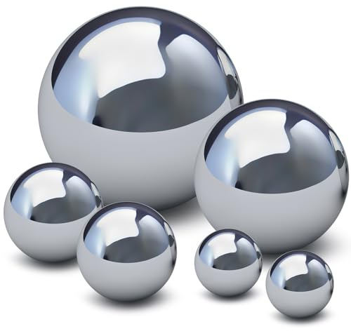 Toyvian Gazing Balls for Garden: 6 Pcs Stainless Steel Mirror Polished Sphere Balls, Reflective Outdoor Decorations, Silver, 15cm, 10cm, 8cm, 5cm