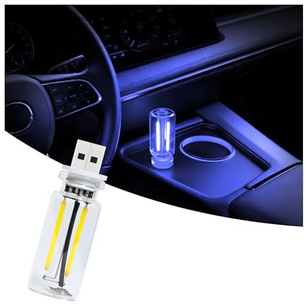 Vintage USB-bilnattlampa, beröringsdimbar LED-filamentlampa – bärbar miniglasflaska omgivande belysning för fordonsinredning, sovrum, hall, camping och högtidsdekoration