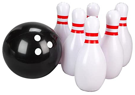 DuskHaven Set da Bowling di Grandi Dimensioni, Giochi da Bowling Sportivi al Coperto, Giocattolo per Bambini (6 Birilli E Palline, Colore Casuale) 60x40 Cm