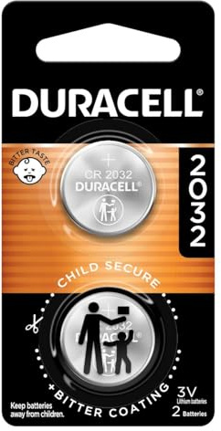 Duracell 2032 Lithium Battery, 2 Count (Pack of 1), Child Safety Features, Compatible with Key Fob, Tea Light Candles and Other Devices, CR2032 Battery