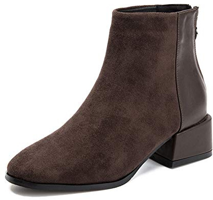 Rojeam Botas Chukka Clásicas Mujer Moda Botines Cómodos Zapatos Con Cordones, Felpa-Marrón, 39 EU