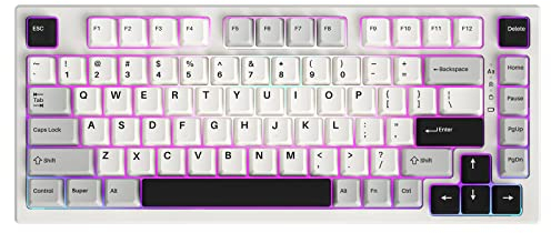 YUNZII YZ75 75% Hot Swappable Wireless Gaming Mechanische Tastatur, RGB-Hintergrundbeleuchtung, BT5.0/2.4G/USB-C, Double Shot PBT Tastenkappen für Linux/Win/Mac (Gateron G Pro Black, weiß)