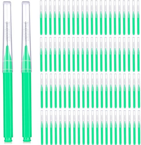 Patelai 100 Pcs Braces Dental Brushes,Green,Adorable Size