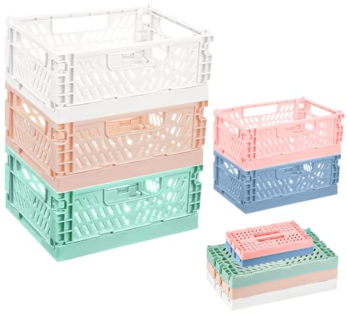 SKENGWEL 5 Stücke Klappbox,klappkiste klein,Tragbar Aufbewahrungskiste,klappboxen faltbar stabil,Platzsparend,für Küche,Bad, Büro,Schlafzimmer,Klassenzimmer,Schrank,Schublade