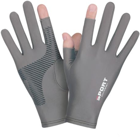 SUJAYU Fishing Gloves - Men & Women UV Protection Sailing, Kayaking, Paddling, Rowing Gloves - Sun Protection (Grey, L)