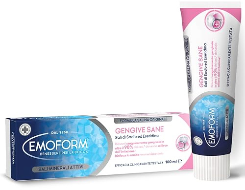 Emoform Dentifricio Gengive Sane 100ml - con Sali di Sodio ed Esetidina - Riduce il Sanguinamento Gengivale in oltre il 90% dei casi donando sollievo dall'irritazione - Rinforza lo Smalto