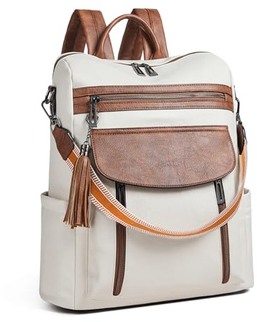 Shrrie Mochila para portátil mujer de 15,6 pulgadas, mochila de viaje de cuero, bolso de enfermera, mochila profesional resistente al agua para la universidad, negocios, trabajo, informal