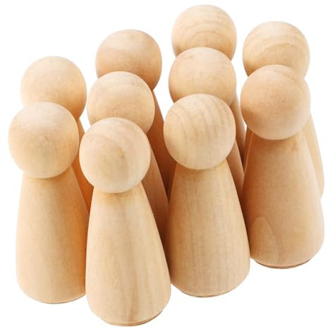 Garneck 10 Stück DIY Holzfiguren Zum Bemalen - Unvollendete Holzkegel 5.9 Cm Für Kreative Bastelprojekte - Hochzeiten Und Geburtstagsdekoration Individuelle Gestaltungsmöglichkeiten
