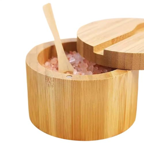 Saltbehållare, saltlåda i trä, kryddburk, saltbehållare, köksförvaring, bänkförvaring, salthållare, kökstillbehör, saltförvaringsbehållare, kryddförvaring, kökskryddburk, trä