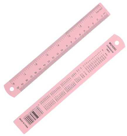 PATIKIL Regla Metálica De 20 cm/8 Pulgadas De Aleación De Aluminio Con Precisión En Pulgadas Y Centímetros Para Oficina Y Dibujo Técnico Color Rosa