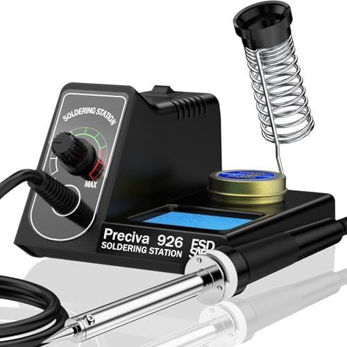 Preciva Stazione Saldante, 60W Saldatore a Stagno con Controllo PID, Riscaldamento Rapido, Supporto con Spugna e Pulitore Punta, Fast Heating Electric Solder Station for DIY Electronics Repair