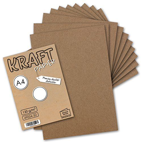 50 Blatt Vintage Kraftpapier DIN A4 120g braunes Recycling-Papier, komplett ökologischer Brief-Bogen - Briefpapier UmWelt by GUSTAV NEUSER