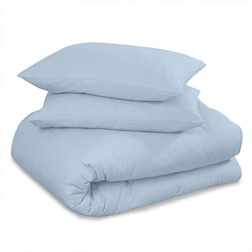 Gaveno Cavailia Premium Quality Plain Dyed Flannel Sheet Set Fitted Bedsheet and Flat Bedcloth with Matching Pillowcases 100% Brushed Cotton Easy Care Bed Linen Blue Kingsize Bedding 424680