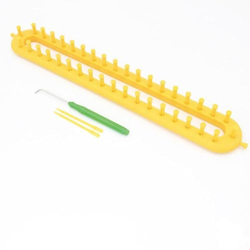 tooloflife 1 juego de telares, kit de manualidades para tejer, telar largo para tejer calcetines, bufandas, sombreros (36 cm, amarillo)
