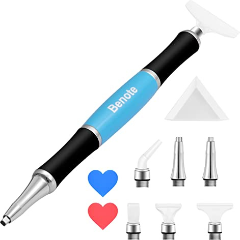 Benote Ergonomic Diamond Art Painting Pen, Upgrade Dual Rubber Metal Screw In Tip Round And Square Drill Pen for DIY Craft Adults - B10 Blue