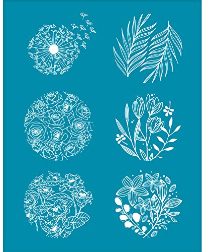 OLYCRAFT 10 x 12,7 cm stencil per fiori rotondi in argilla di fiori per serigrafia per argilla polimerica tarassaco rosa stencil per trasferimento di gioielli in argilla polimerica