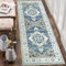 LuxFocus Flur Läufer Waschbarer Rutschfester Teppich Traditionell Bodenmatte mit Blumenmuster für Eingangsbereich Schmutzabweisender Teppichläufer für Flur Beige-Blau 60x230 cm