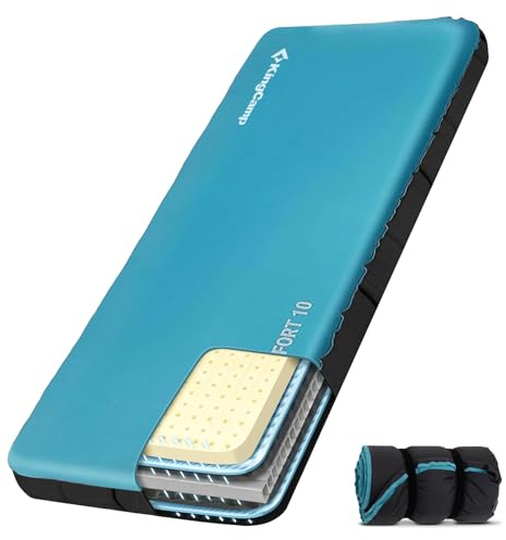 KingCamp Sovmatta Uppblåsbar Campingmatta Minneskum Sängmatta Enkel Campingmadrass 10 cm Tjock Uppblåsbar Sovmatta Mjuk Campingmadrass 50D Elastisk TPU Vattentät Campingmatta för Vandring Backpacking
