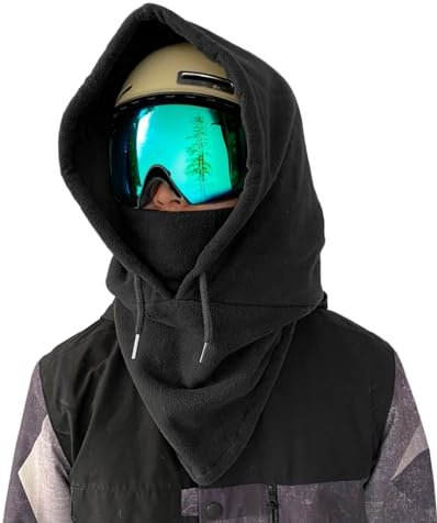 Snood Over Helmet Balaclava with Ventilation for Ski Snowboard and Biking (Polyester, Black)