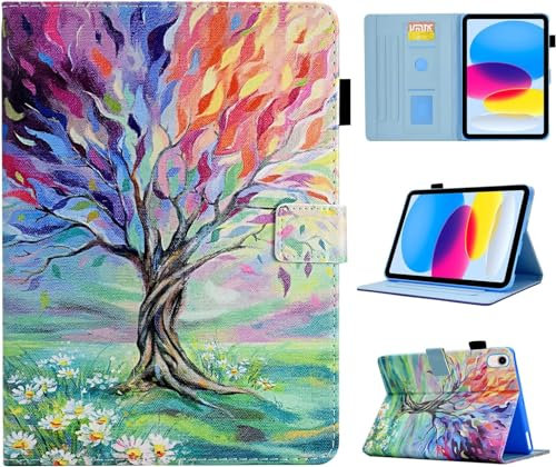 BYCeKe Case for iPad 11th Generation (A16) 11 inch 2025/ iPad 10th Generation 10.9 inch 2022, Slim PU Leather Hard Protective Stand Cover for i Pad 11/10 Gen Case with Auto Wake/Sleep, Fire Tree