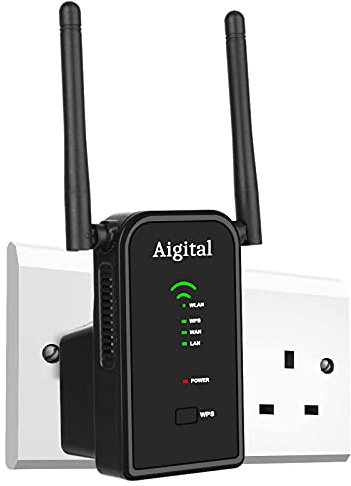 Aigital 300M WiFi Router Repeater Extender Amplifier Wireless Access Point/Long Range Internet Wifi Hotspot Mini AP Router Dual External Antennas Complies with 802.11n/g/b with WPS Function-2.4GHz