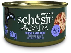 Schesir After Dark, Filetes de Pollo con Pato en Caldo, Comida Húmeda Completa para Gatos (12 latas x 80g)