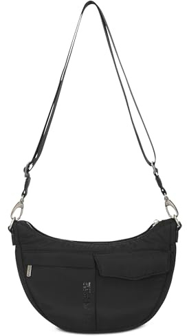 Expatrié Crossbody Bag Damen Schwarz - Vivy - Puffer Moon Bag - Umhängetasche im Halbmond Stil - Cross Body Handtasche mit Verstellbarem Gurt - Wasserabweisend