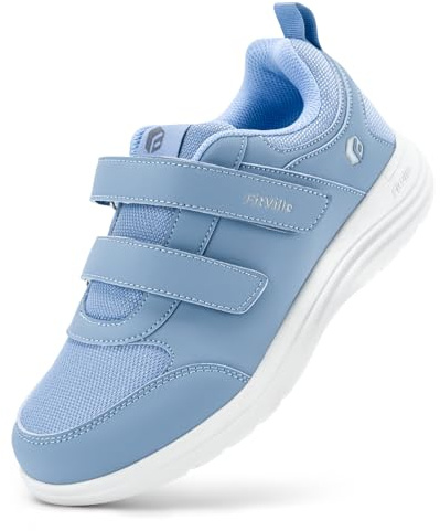 FitVille Women's Extra Wide Fit Shoes for Swollen Feet, Easy Close Adjustable Diabetic Shoes for Ladies, Non-Slip Lightweight Orthopedic Walking Trainers for Elderly, Blue, 7 UK Wide