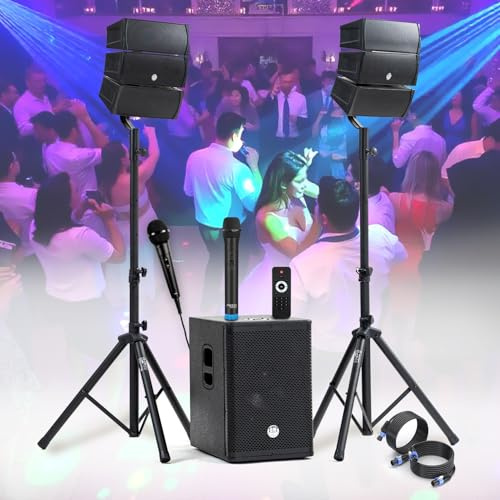 Pacchetto Sono DJ Completo 1000W BM Bmsonic, 2 Altoparlanti satellitari SUB 31cm USB/Bluetooth 2 MICROS, Animazione, Matrimonio, Battesimo, Serata