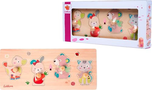 Eichhorn – Puzzle Friends – mit 4 Pin Puzzleteilen für sicheres greifen, 18x12 cm groß, 5 teilig, aus 100% FSC Zertifiziertem Lindensperrholz, ab 1 Jahr