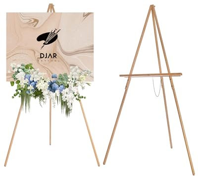 DJAR Staffelei Holz Groß für Schilder, Verstellbares Stativ Tisch Kunst Leinwand Malerei Display, 160 cm Staffelei Holz für Hochzeit Poster, Willkommensbrett, Poster, Bild, Foto
