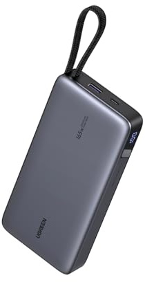 UGREEN Nexode 165W Power Bank 25000mAh Ricarica Rapida Caricatore Portatile PC PD3.1 140W 2 Cavo USB C Integrato LED Compatibile con iPhone 17 16 15 14 Plus Pro Max Galaxy S25 S24 A56 MacBook iPad