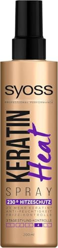 Syoss Palette Heat Spray Termoprotettore 200 ml, Termoprotettore per capelli per look professionale, Protettore termico capelli anti crespo, con complesso vitaminico e protezione calore fino a 230°C