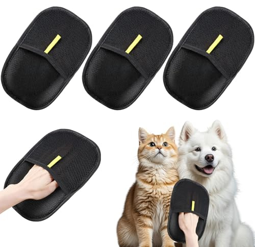 GWAWG 4 guanti per la rimozione dei peli degli animali domestici, guanti statici per cani e gatti, 2 in 1, per rimuovere i peli e massaggiare, guanti elettrostatici riutilizzabili per la rimozione dei