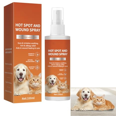 Uzionoie Spray de Nettoyage pour Animaux de Compagnie,Spray pour Plaie Hot Spot pour Animaux de Compagnie,Pet Wound and Skincare Sprays,Wound Sprays pour Chiens et Chats 100ml