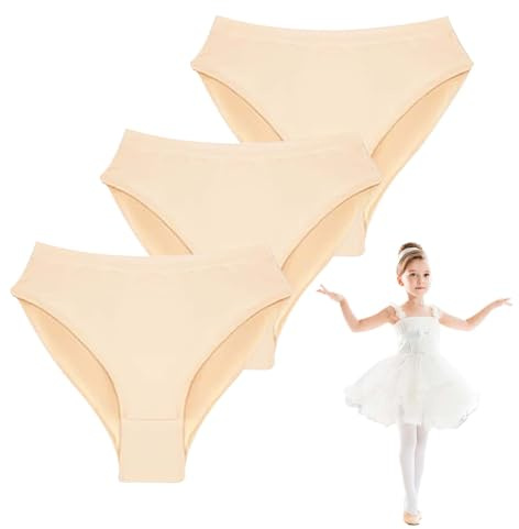 3 Pack Dance Knickers Girls 3-5 Years Nude Cotton High Cut Seamless