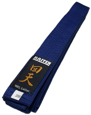 KAITEN Karate Gürtel blau (Baumwolle) - 4 cm Breite, Länge 230 bis 350 cm - Blaugurt Farbgurt Karategurt