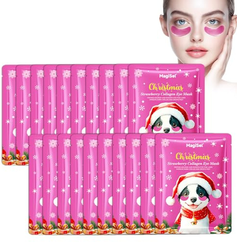 Maschera idratante per gli occhi natalizia, Collagene Patch Occhi, Patch Occhiaie e Borse, Anti-Rughe e Anti-Occhiaie, Anti Età e Rimuovi Borse, Effetto Idratante e Riduce Le Linee Sottili, 20 paia