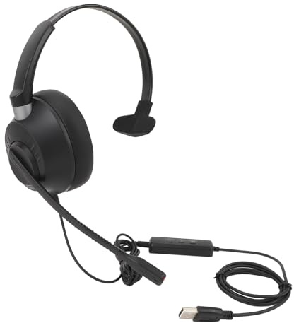 SENECESLI Telefonheadset med Tyst Mikrofon Lätt Att Använda Call Center Headset för Hemdator, ABS Svart