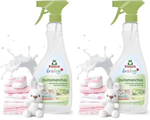 Frosch Baby - Quitamanchas, Pretratamiento para Manchas Difíciles y Secas (Cereales, Papilla...) - Apto para Ropa Blanca y de Color - 500ml (Formato Spray) (Paquete de 2)