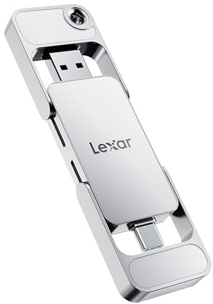 Lexar D70E 1TB SSD Externa Dual Drive, hasta 2,000 MB/s en Lectura y 1,800 MB/s en Escritura, SSD portátil sin Cables para Dispositivos USB-C/USB-A, Compatible con iPhone 17