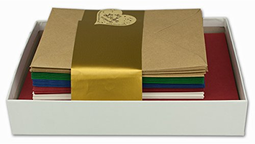 50x Farbige Faltkarten blanko mit Umschlag und Einlegeblättern in DIN B6 - Winterfarben