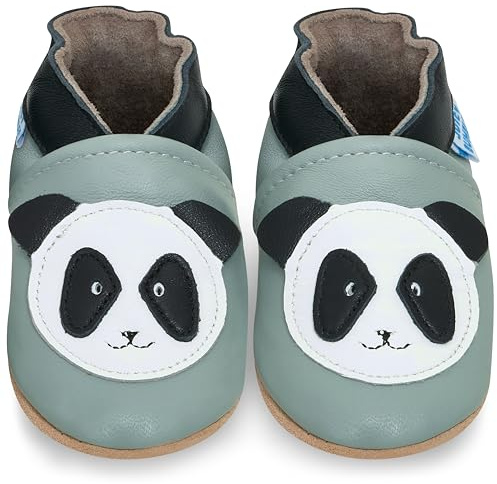 Juicy Bumbles Soft Leather Baby Shoes with Suede Soles - Toddler Shoes - Infant Shoes - Pre Walker Shoes - Crib Shoes, 2-3 Years, Panda
