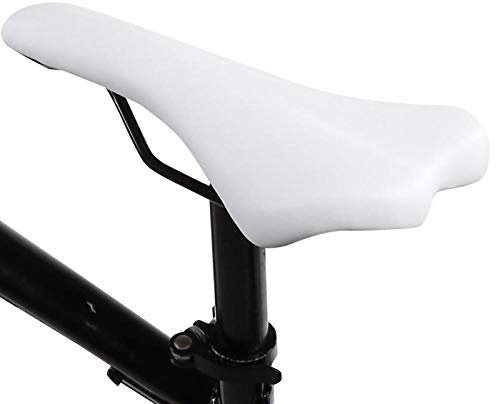 Sillín de Bicicleta, Cojín de Bicicleta de Sillín de Bicicleta de Cuero PU Resistente al Desgaste Sillines MTB Equipo de Bicicleta(Blanco)