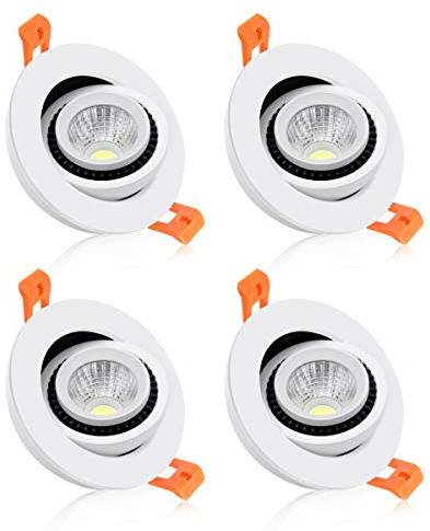YGS-Tech 2 Inch Eyeball Gimbal LED Recessed Lighting Dimmable Downlight, 3W (35W Halogen Equivalent) Adjustable Spotlight, 3000K Warm White, CRI80, Ceiling Light with LED Driver (4 Pack)