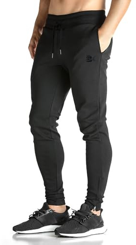 BROKIG Pantalones deportivos para hombre con cremallera para gimnasio, pantalones de chándal ajustados para correr bolsillos( Nergo, S )