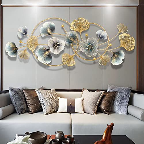 TFRYH Decorazione da Parete in Metallo per Soggiorno, Foglie di Ginkgo Accenti con Decorazione Artistica