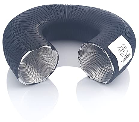 TYGERIX® Flexibles Aluminiumrohr, 60 mm Durchmesser | Ausziehbar bis 1,2 Meter | Hitzebeständig bis 250°C | Schwarz Farbe | Dicker und widerstandsfähiger | Zertifiziert