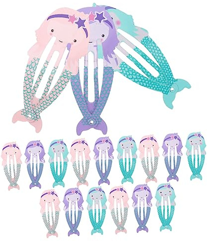 FRCOLOR 18pcs Mermaid Hair Clip Bows for Girls Cute Girls Hair Clips Barrettes Mermaid Hair Barrettes Claw Clips for Thick Hair Small Hair Clips Lovely Snap Princess Accessories Iron Child